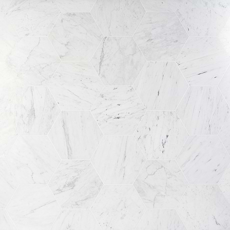 Carrara White 10" Hexagon Honed Marble Tile