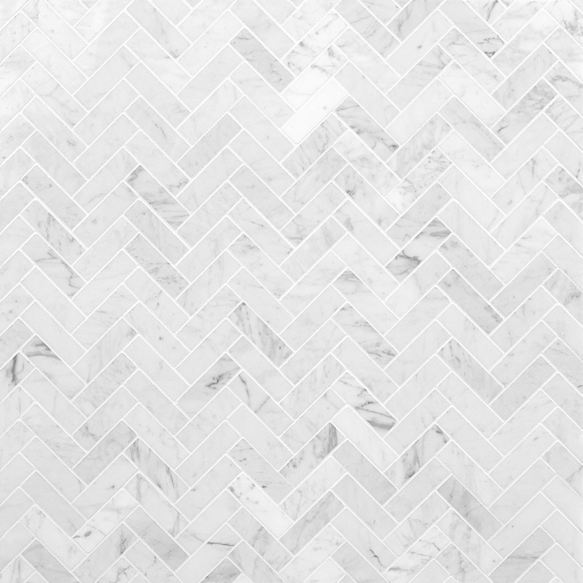BIANCO CARRARA 1x3 Herringbone Polished Marble Mosaic Tile