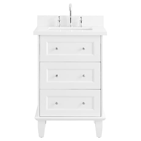 Nora White 24" Single Vanity with Pure White Quartz Top