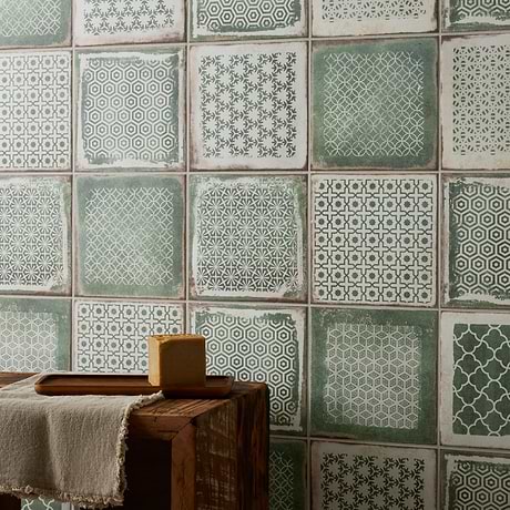 Los Lunas Deco Green 8x8 Matte Porcelain Tile