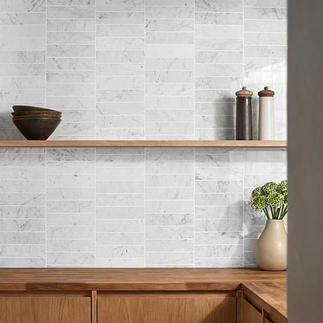 Bianco Carrara 2x8 Polished Marble Tile