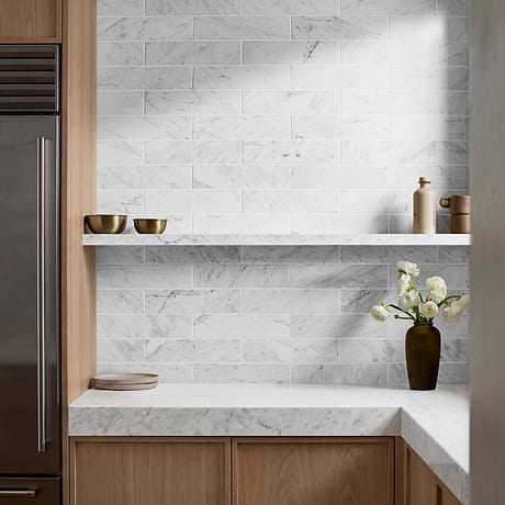Bianco Carrara 3x12 Honed Marble Tile