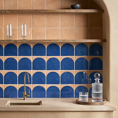 Essa Deco Blue 6x6 Terracotta Look Polished and Matte Porcelain Tile