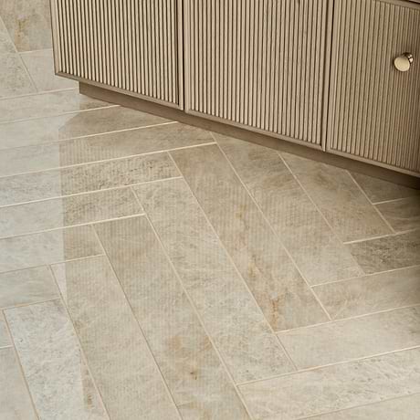 Grand Taj Mahal Fawn Beige 4x24 Stone Look Polished Porcelain Tile