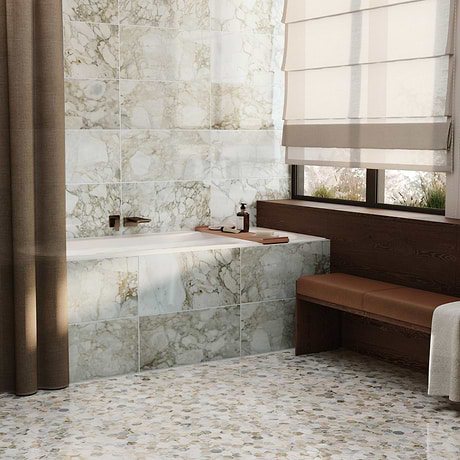 Calacatta Verde Premium 2" Hexagon Honed Marble Mosaic Tile