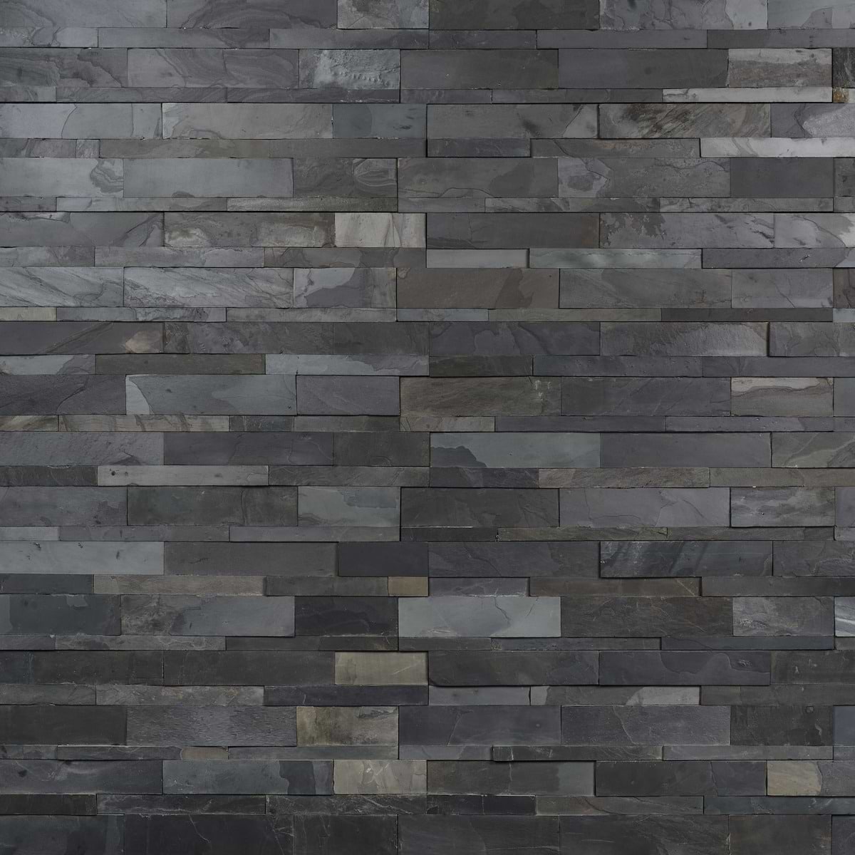 TENERIFE Midnight Black 6x24 Splitface Slate Stacked Stone Tile