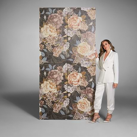 Art Gallery Rosette Multicolor 24x48 Artisan Decor Matte Porcelain Tile by Paula Purroy