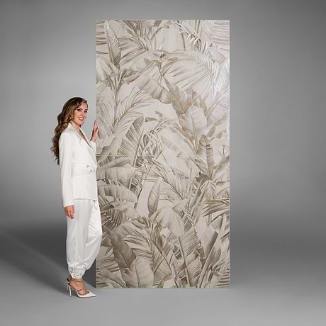Art Gallery Golden Field Ivory Gray and White 24x48 Artisan Decor Matte Porcelain Tile by Paula Purroy