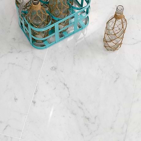 Bianco Carrara Premium "C" 16x32 Polished Marble Tile