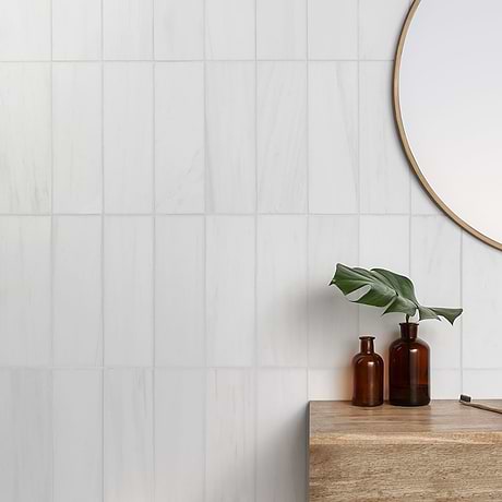 Bianco Dolomite Premium White 4x12 Polished Marble Subway Tile