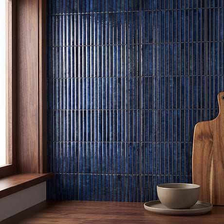 Curve Blue Fluted 6x12 3D Glossy Ceramic Tile