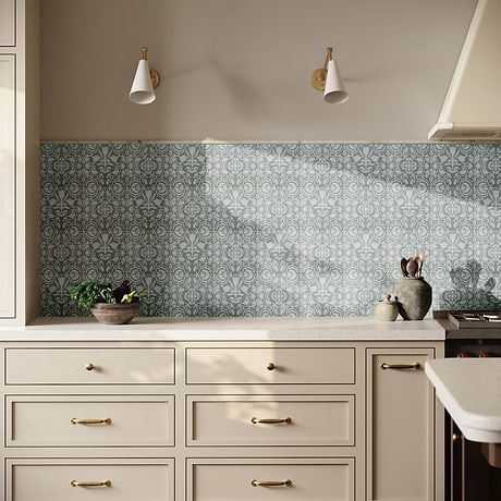 Elowynn Haven & Belle Seafoam Green 8x8 Matte Porcelain Tile by Kravet