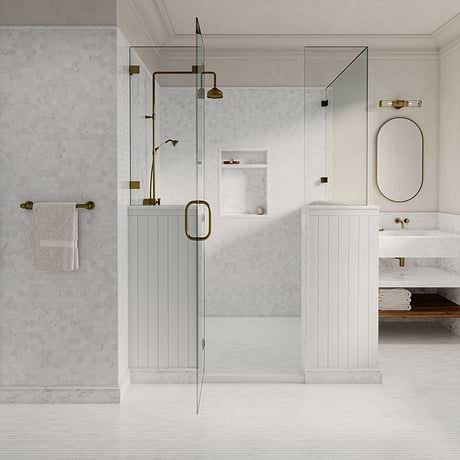 Bianco Carrara 2" Hexagon Polished Marble Mosaic Tile