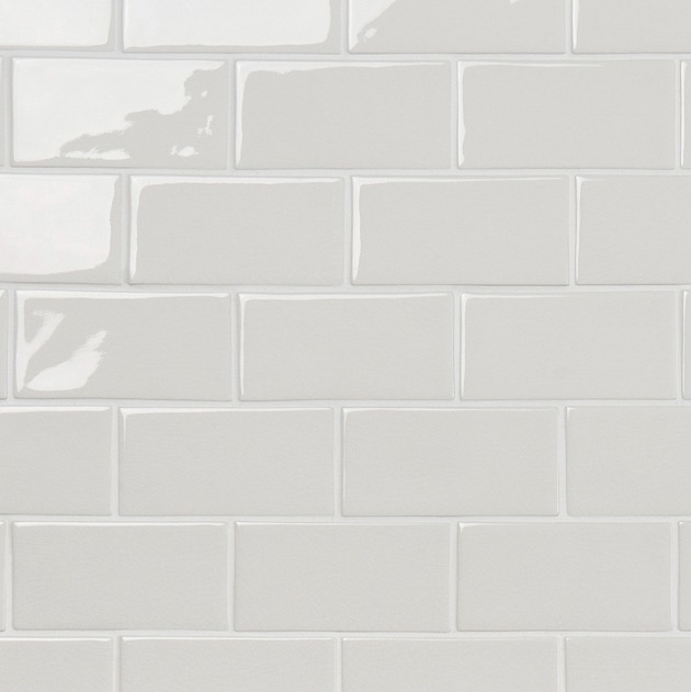 Nabi Subway Glacier White 3x6 Crackled Glossy Glass Tile