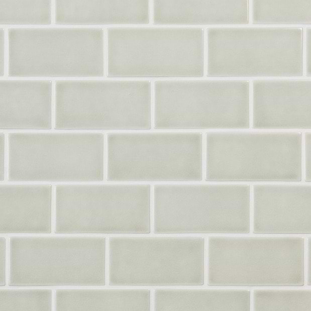 Nabi Subway Tundra Gray 3x6 Crackled Glossy Glass Tile
