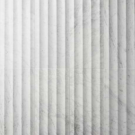 Stonework Fluted Carrara White 12x24 3D Honed Marble Tile