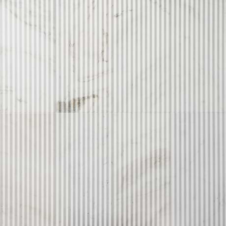 Stonework Peak Alaska White 12x24 3D Satin Marble Tile