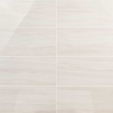 Nashville White 12x24 Travertine Look Polished Porcelain Tile