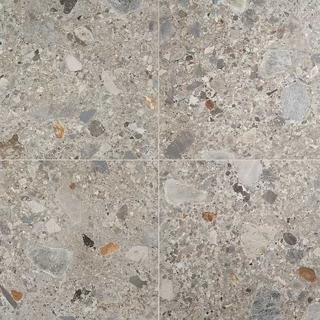 Rizo Earth Gray 24x24 Terrazzo Look Matte Porcelain Tile
