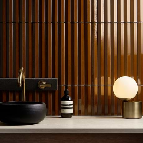 Ponto Ochre Yellow Fluted 5x16 3D Polished Porcelain Tile