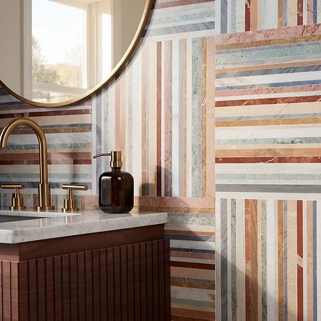 Isla Sunset Multicolor 16x16 Polished Marble Mosaic Tile