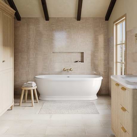 Zelora Linen Beige Herringbone Glossy Ceramic Mosaic Tile