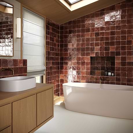 Terra Ember Hazelnut Brown 4x4 Handmade Crackled Glossy Terracotta Tile
