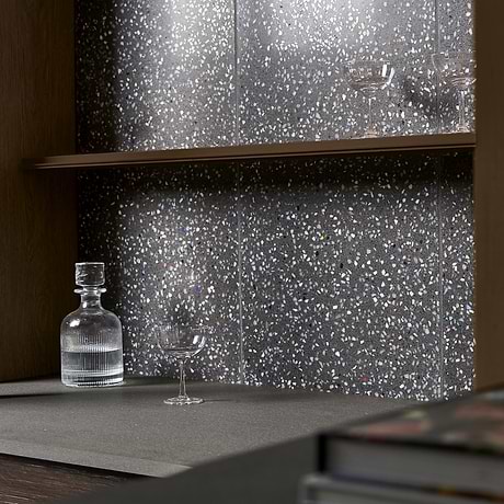 Veritas Terrazzo Sombra Charcoal with Nautical Blue 16x16 Polished Terrazzo Tile