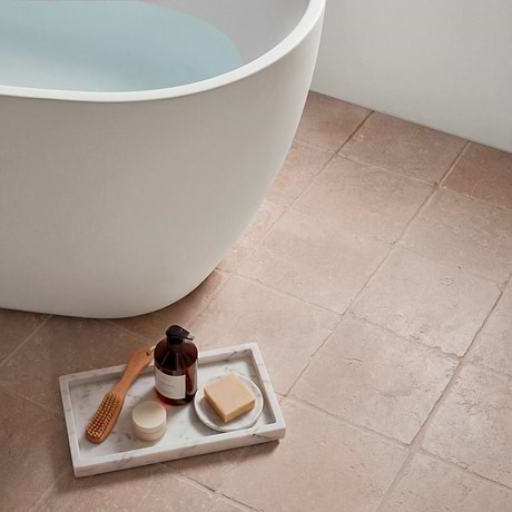 Rosa Perlino 8x8 Tumbled Marble Tile