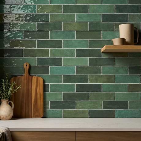 Portmore Green 3x8 Glossy Ceramic Subway Tile