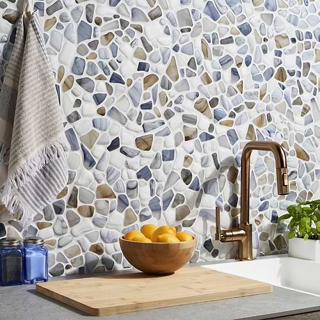 Riverglass Beige Frosted Glass Mosaic