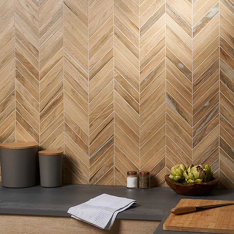 Eternal Birch Brown Chevron Matte Porcelain Mosaic