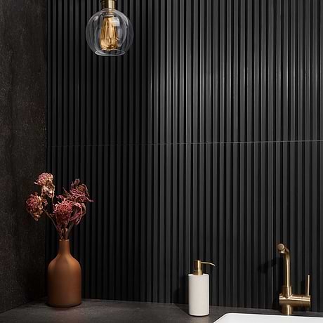 Stonework Peak Black Jade 12x24 3D Satin Marble Tile