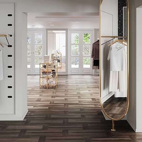 Fleetwood Parquet Mocha 12x24 Rigid Core Click Luxury Vinyl Tile by Stacy Garcia