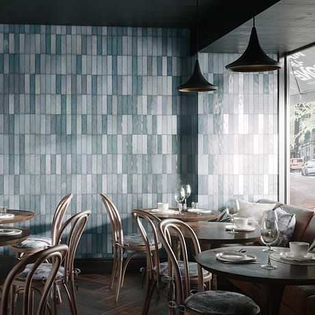 Color One Ocean Blend Blue 2x8 Cement & Lava Stone Subway Tile