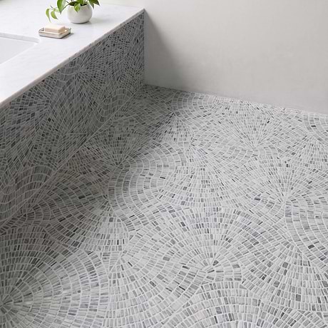 Nautra Bardiglio Gray 26x26 Tumbled Marble Mosaic Tile by Kravet