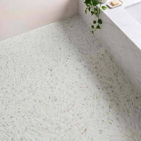 Nautra Calacatta Gold 26x26 Tumbled Marble Mosaic Tile by Kravet