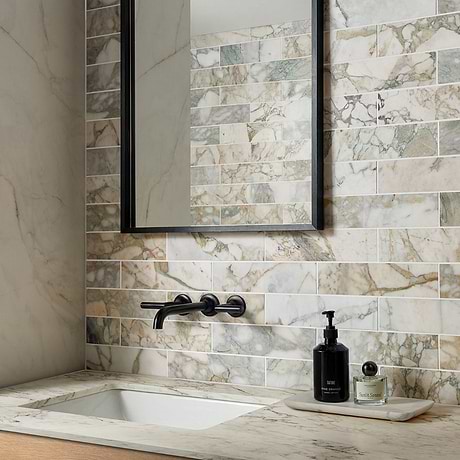 Calacatta Verde Premium 3x12 Honed Marble Tile