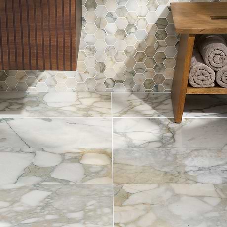 Calacatta Verde Premium 12x24 Polished Marble Tile