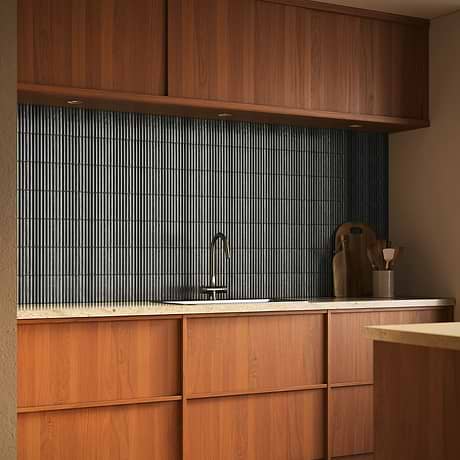 Curve Black Fluted 6x12 3D Glossy Ceramic Tile