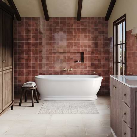 Zelora Chestnut Brown 4x4 Zellige Look Glossy Ceramic Tile