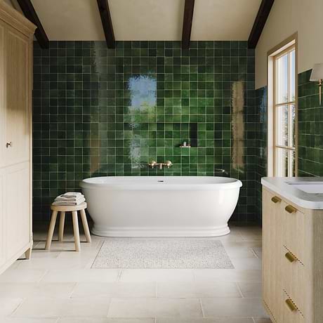 Zelora Forest Green 4x4 Zellige Look Glossy Ceramic Tile