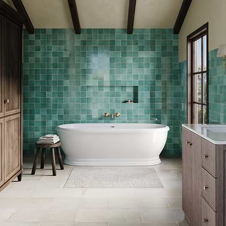 Zelora Mint Green 4x4 Zellige Look Glossy Ceramic Tile