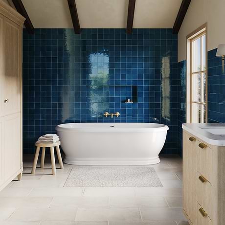 Zelora Marine Blue 4x4 Zellige Look Glossy Ceramic Tile