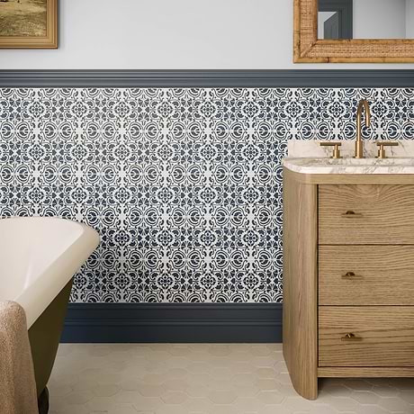 Elowynn Haven Cove White 8x8 Matte Porcelain Tile by Kravet