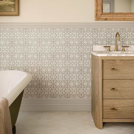Elowynn Haven Sand Beige 8x8 Matte Porcelain Tile by Kravet