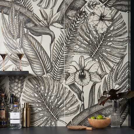 Art Gallery Gardenia Black and White 24x48 Artisan Decor Matte Porcelain Tile by Paula Purroy