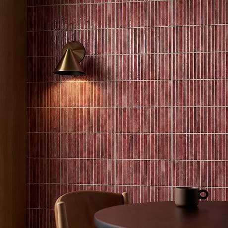 Curve Red Fluted 6x12 3D Glossy Ceramic Tile