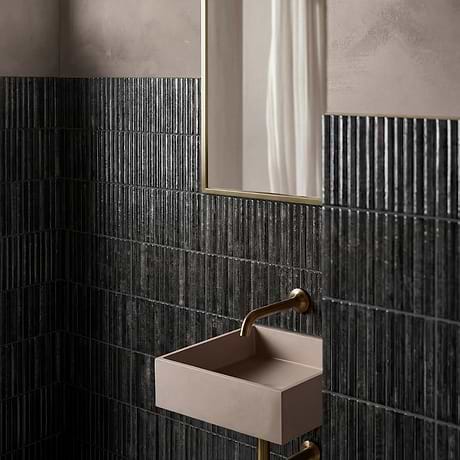 Curve Black Fluted 6x12 3D Glossy Ceramic Tile