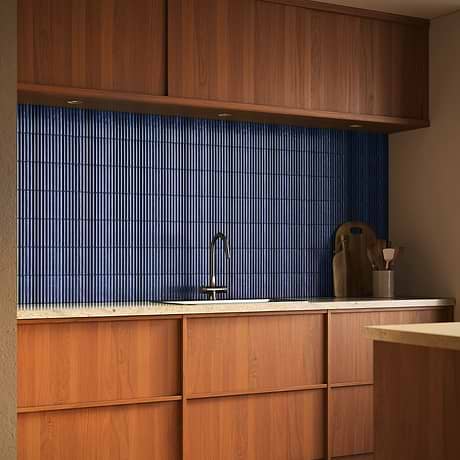 Curve Blue Fluted 6x12 3D Glossy Ceramic Tile